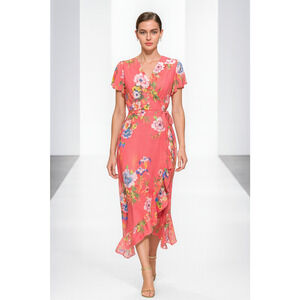 Anthropologie Sweet Pea Staci Frati Y2K Babydoll Ruffle Sheer Floral Dress Sz S